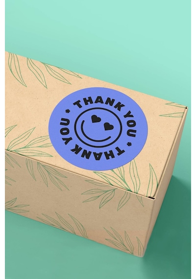 Mavi Smiley Thank You Sticker 3x3cm St2329 Çok Renkli