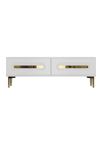 Tsa1220bg - Ranytv120 Tv Stand, Tv Sehpası Beyaz - Gold 120cm