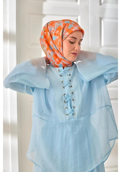 Silk Home Velora Eşarp 161001-21 Mavi, Turuncu, Yeşil