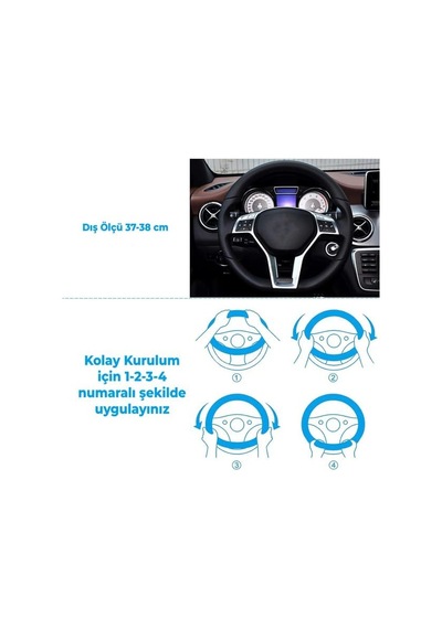 Oto Geçme Direksiyon Kılıfı Desenli Bej Renk Suni Deri 11nr222 Diğer