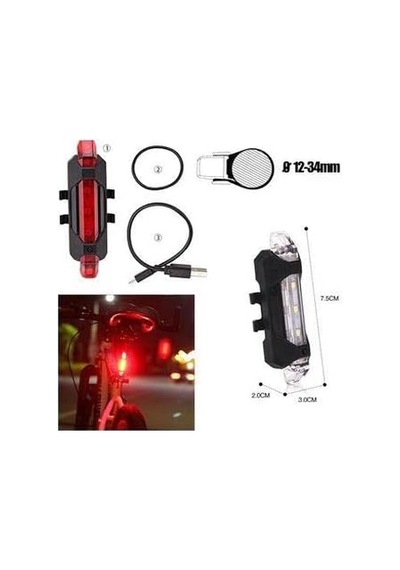 Bisiklet Işığı Led Stop Arka İkaz Işık Lamba Usb Şarjlı 4 Mod Çok Renkli