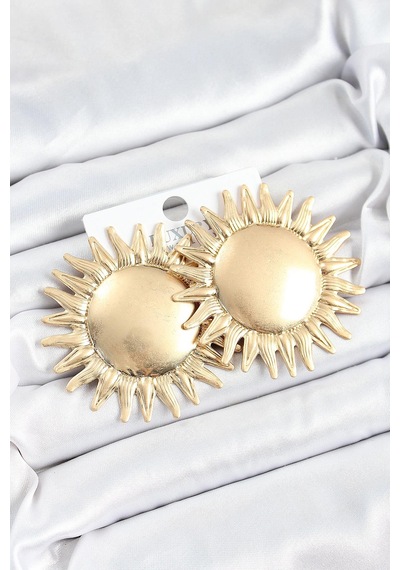Pirinç Güneş Model Gold Renk Kadın Küpe Altın
