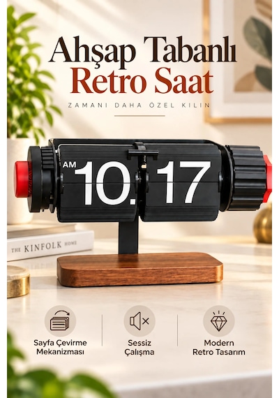 Exenar - Kahverengi - Sayfa Çevirmeli Retro Saat Ahşap Tasarım Flip Yaprak Masaüstü Mekanik Masa Saati Alarmlı Çalar Saat Exenar - Kahverengi - Sayfa Çevirmeli Retro Saat Ahşap Tasarım Flip Yaprak Masaüstü Mekanik Masa Saati Alarmlı Çalar Saat