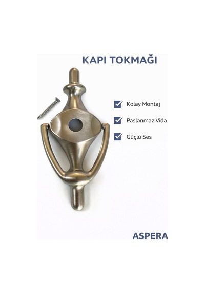 Çelik Kapı Taktak Kapı Tokmağı Dayanıklı Metal Kapı Vuracağı Modern Tasarım Kolay Montajlı Gümüş