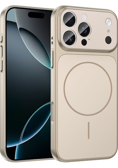 Zore Apple Uyumlu iPhone 14 Pro Kılıf Msra M-safe Şarj Özellikli Kamera Korumalı Formen Kapak - Gold Altın