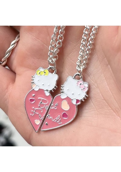 Herşey Nota Hello Kitty Best Friends Bff Arkadaşlık Çift Kolye 2 Adet