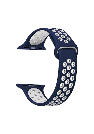 Microsonic Apple Uyumlu  Watch 6 44Mm Sport Band Kordon Lacivert Beyaz