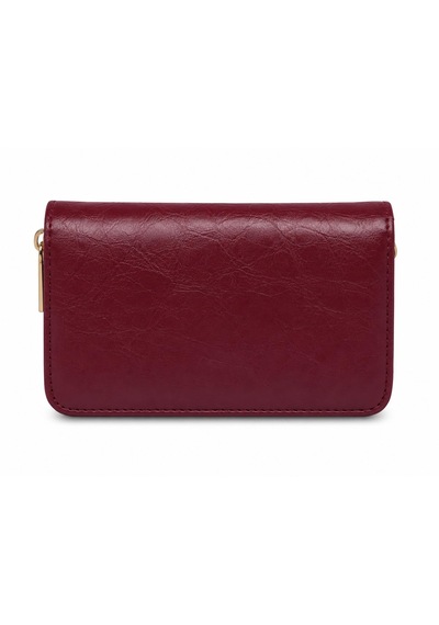 Noux Vintage Deri Görünümlü Fermuarlı Kadın Cüzdan Bordo