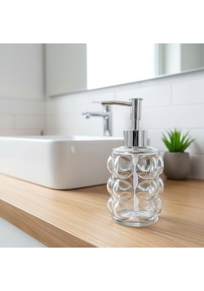 Bubble Cam Sıvı Sabunluk - 450 Ml Kabartmalı Şık Banyo Ve Mutfak Sabunluğu 7x12 Cm 5067 - Şeffaf Diğer