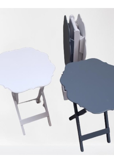1448bng90090çanta Zigon Sehpa Yonca Dörtlü Model Ahşap Mdf Beyaz Ve Gri Renk Uyum El Yapım