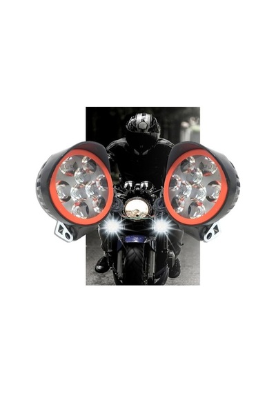 1 Adet 9 Led Kırmızı Çemberli Motosiklet Atv Off-road Sis Farı Çalışma Lambası Seti - 12v 10w Siyah