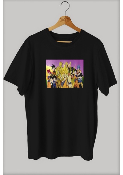 Noıssey -wed Dragon Ball Z Tasarım Baskılı Oversize T-shirt Tişört Sokak Tarzı Siyah