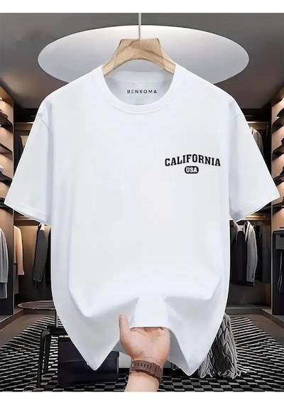 Calıfornia Usa Baskılı Oversize Tişört BEYAZ