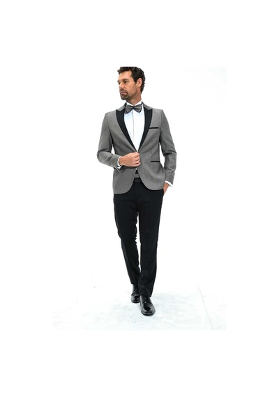 Morven Erkek Gri Portofino Slimfit Jakarlı Smokin 20mc055009100 Gri