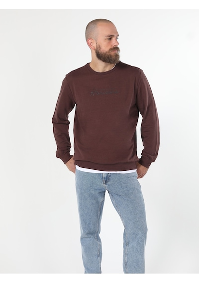 Colin's Regular Fit Baskılı Mor Erkek Sweatshirt CL1060129_Q1.V2_PLM Mor