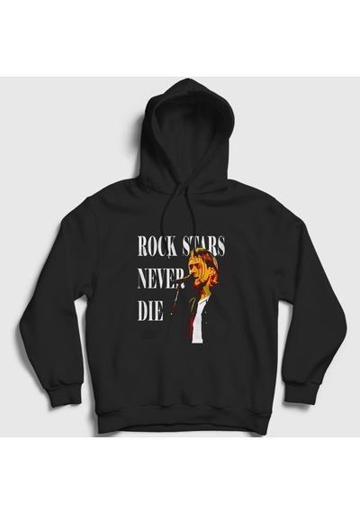 Presmono Unisex Never Nirvana Kurt Cobain Kapüşonlu Sweatshirt Siyah