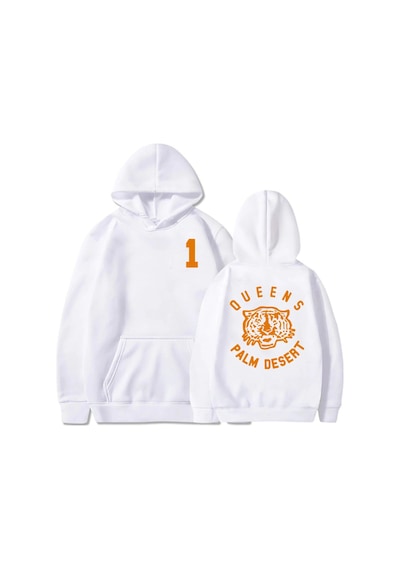 Tarzsokak Beyaz Unisex Queens Palm Çöl Kaplan Baskı Queens Taş Yaş Hip Hop Streetwear