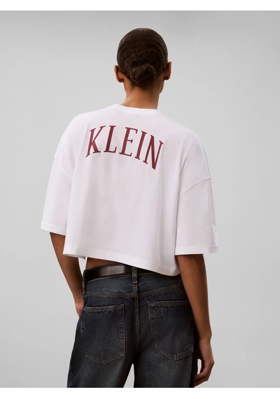 Calvin Klein Ss Boxy Cropped Back, Yaf Beyaz Kadın T-shirt