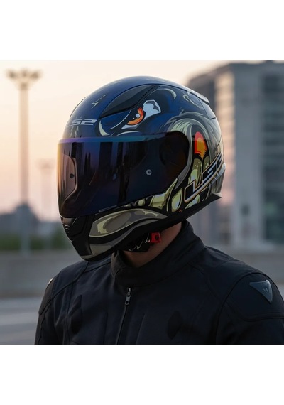 Ls2 Rapıd 2 Spox Mavi-gri Kask Siyah Vizör + Şeffaf Vizör Çok Renkli