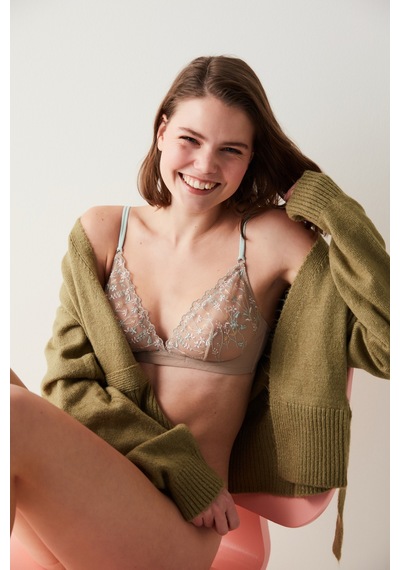 Glam Broderie Sütyen Latte