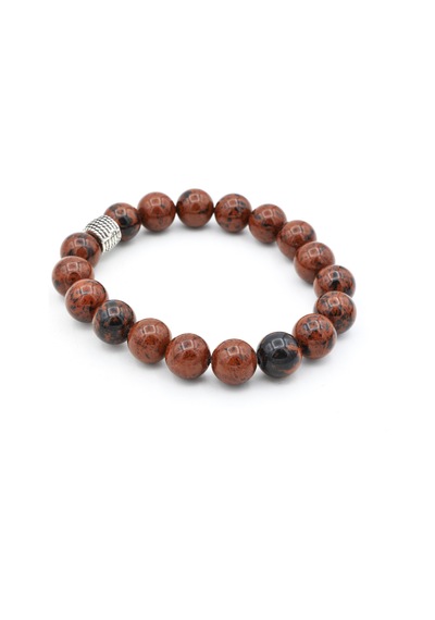 Hakiki Doğal Mahogany Obsidyen Taşı Bileklik 003 Kahverengi