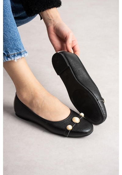 Moda Devrin Siyah İncili Babet