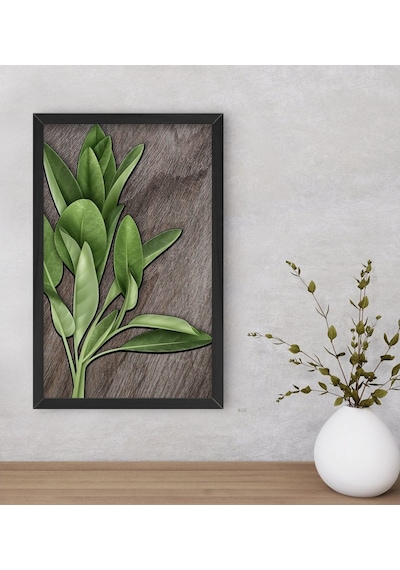 Bk Home Green Plant Dekoratif Ahşap Siyah Çerçeveli Tablo-4 (551089657)