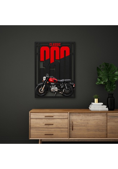 Klasik Kırmızı Motosiklet - Metal Tablo - Dec0314 58 X 80 Cm Çok Renkli