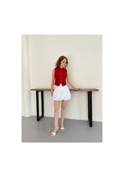 Verymoda Dantel Yelek D3026 Kırmızı