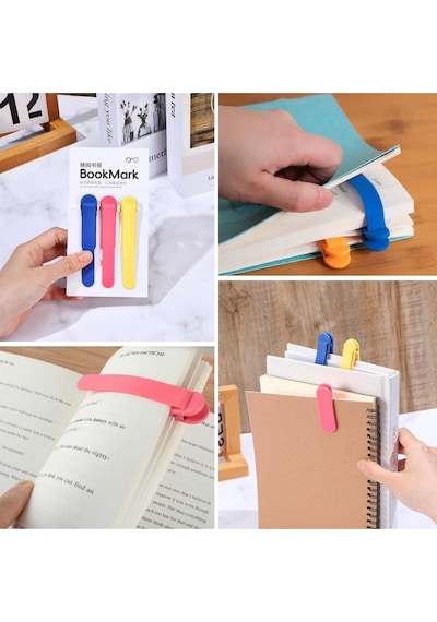 3lü Otomatik Renkli Kitap Ayracı Sayfa Sabitleyici Silikon Okuma Klipsi, Kitap Okuma Aksesuarı