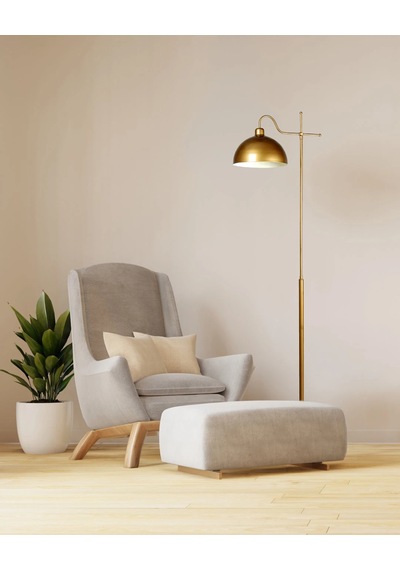 Glorea Metal Lambader Eskitme Gold & Beyaz Modern, Dekoratif Ve Zarif Yer Aydınlatması Gold