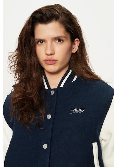 Tommy Hilfiger Tommy Jeans Kadın Lacivert Regular Fit Bomber Ceket Çok Renkli