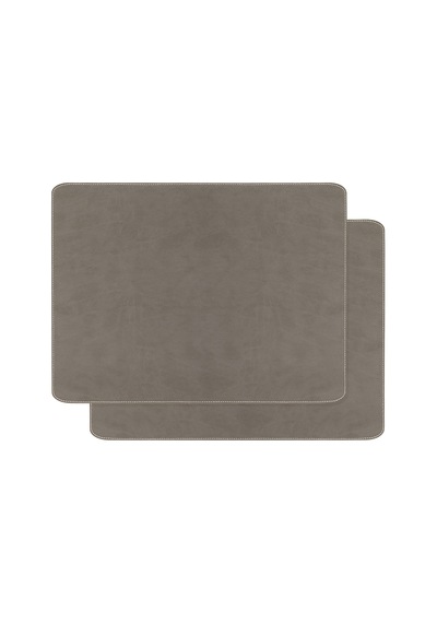 2 Adet Gri Deri Sofra Sunum Tabak Altlığı Supla Amerikan Servisi 40 x 30 CM Gri