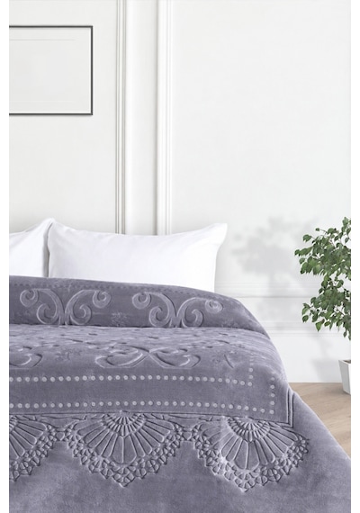 Embos Pırıltı Çift Kişilik Battaniye Gri-silver Simli 220x240
