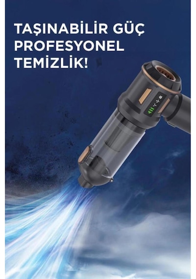 Araç İçi Süpürge 4 In 1 Çok Fonksiyonlu Şarjlı Mini Ev Kullanımı İçin El Süpürgesi Lt100 Siyah