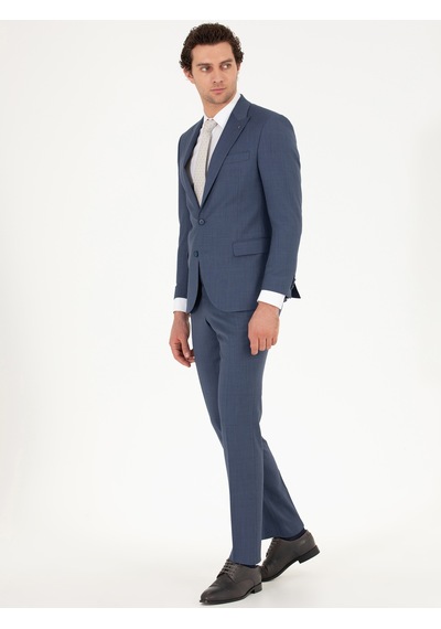 Cacharel Mavi Slim Fit Takım Elbise