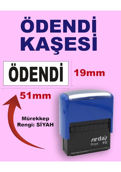 Ödendi Kaşesi, 912 19mm 51mm Siyah Keçeli Otomatik Kaşe