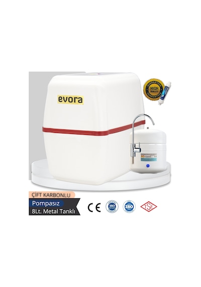 5 Aşamalı 10 Lt Beyaz Kapalı Oval Kasa Pompasız Su Arıtma Cihazı