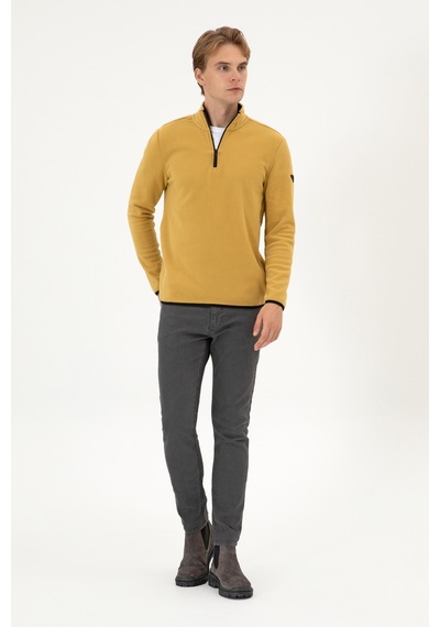 U.S. Polo Assn. Erkek Regular Fit Hardal Polar Yarım Fermuarlı Basic Sweatshirt 50313777-VR151