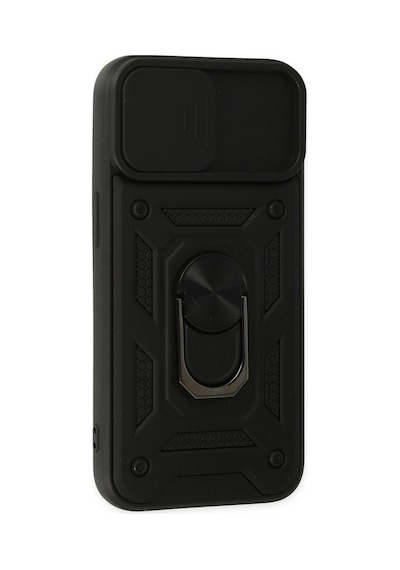 Apple iPhone Uyumlu 14 Kılıf Pars Lens Yüzüklü Silikon - Siyah İtdark27614