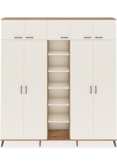 Arges Dolap 12 Raflı 9 Kapaklı 2 Askılı 220x30x243 Çam-aytaşı/aytaşı Aytası/aytası