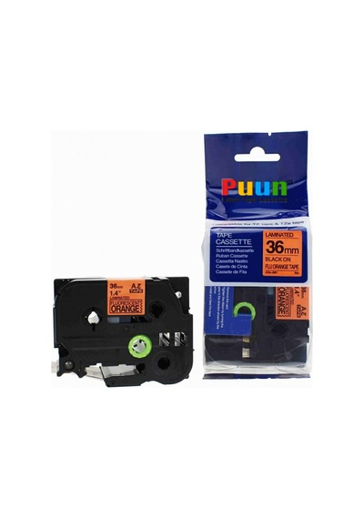 Puun Brother P-Touch TZE-B61 36MM x 8m Fosforlu Turuncu Orange Üz