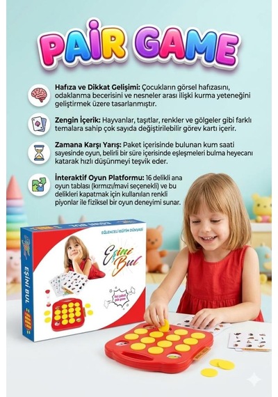 Eşini Bul Hafıza Ve Dikkat Geliştirici Eğitici Zeka Oyunu