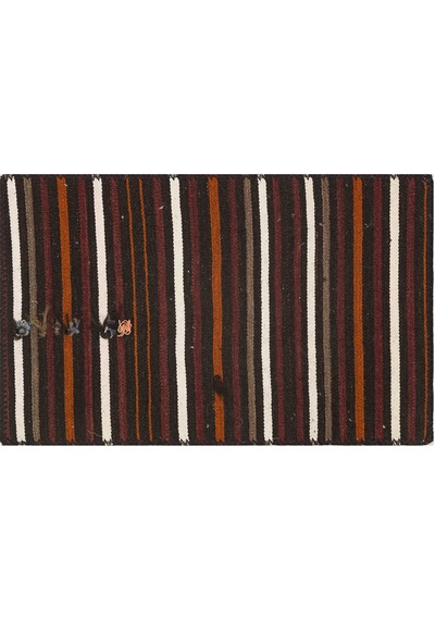 Gerçek El Dokuma Çok Renkli Çizgili Kilim Paspas
