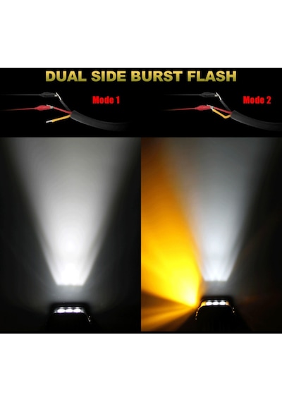 Off Road Motosiklet 45w 12 Led 10cm Beyaz Turuncu Çakarlı Kare Sis Farı Çalışma Lambası 2 Adet Sağ Sol