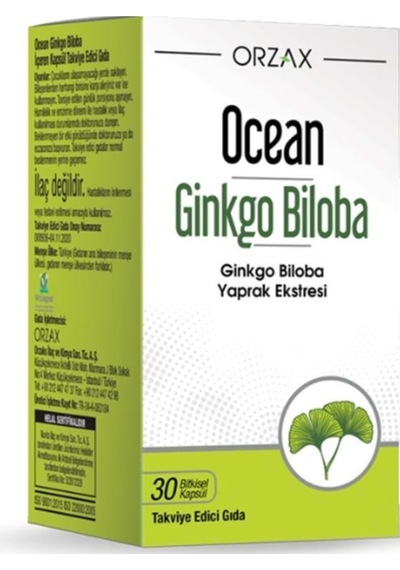 Ocean Ginkgo Biloba Takviye Edici Gıda 30 Bitkisel Kapsül