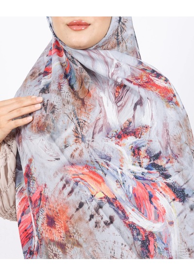 Luissa Bambu Kraş Şal Pastel Desen Gri