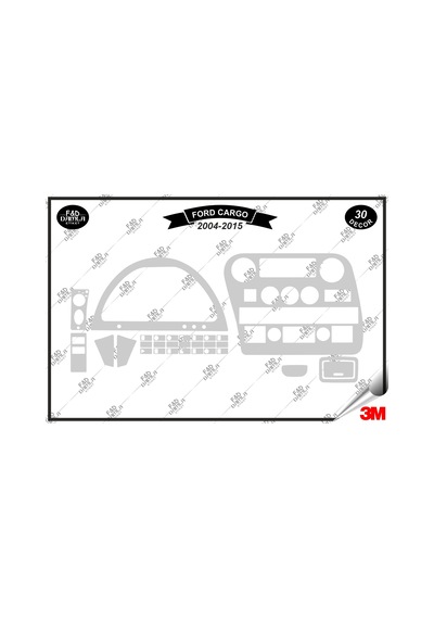 Ford Cargo Dijital 2004-2015 Torpido Konsol Trim Göğüs Maun Kaplama Set 30 Parça Gümüş