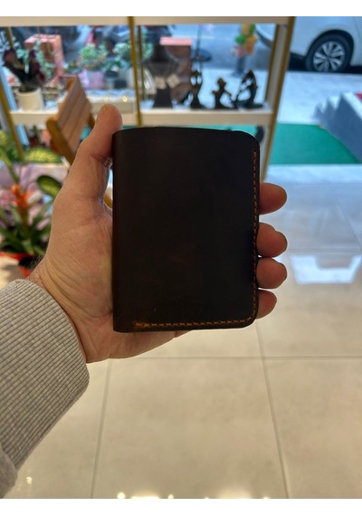 Parla Leather Tartus El Yapımı Hakiki Deri Kart Cüzdan Taba