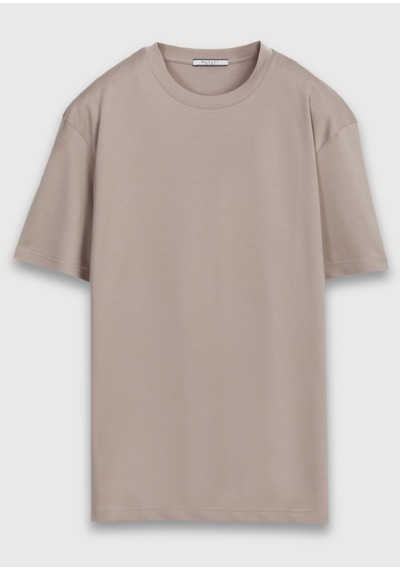 Ramsey Bej Düz Bisiklet Yaka %100 Pamuk T-shirt bej beige